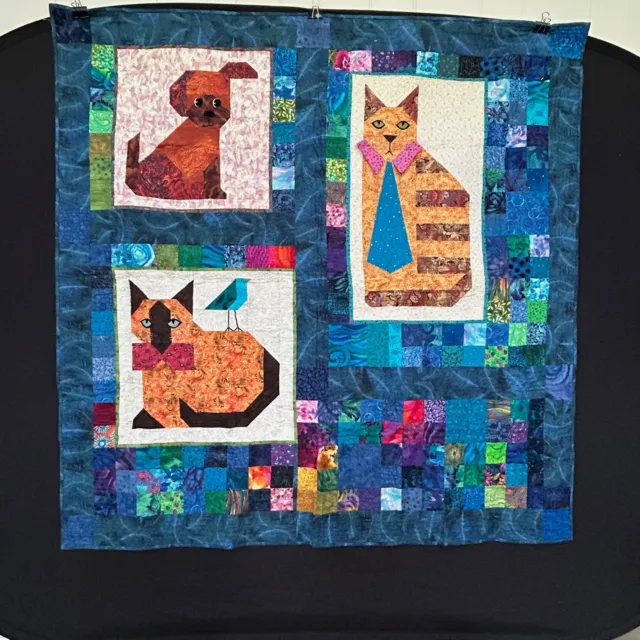 Handmade Cats Dogs Quilt 4' x 4'