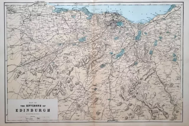 1881 Map Environs Of Edinburgh Leith Portobello Firth Bathgate