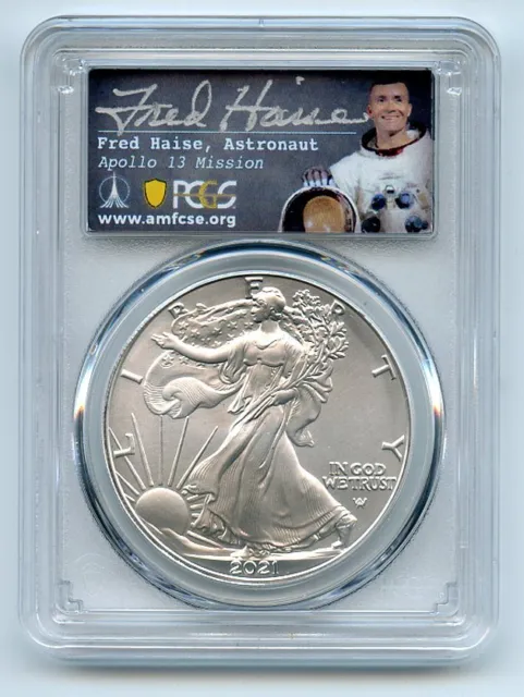 2021 $1 American Silver Eagle 1oz Type 2 First Production PCGS MS70 Fred Haise