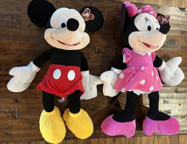LARGE 24& MICKEY Mouse & Minnie Mouse Plush Stuffed Dolls Figures