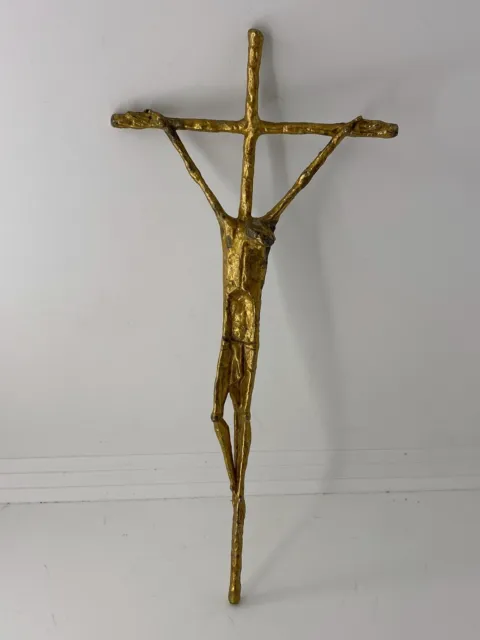 Vintage Cross Crucifix Jesus Christian Religion Austrian Tin Huber Rare Old 20th