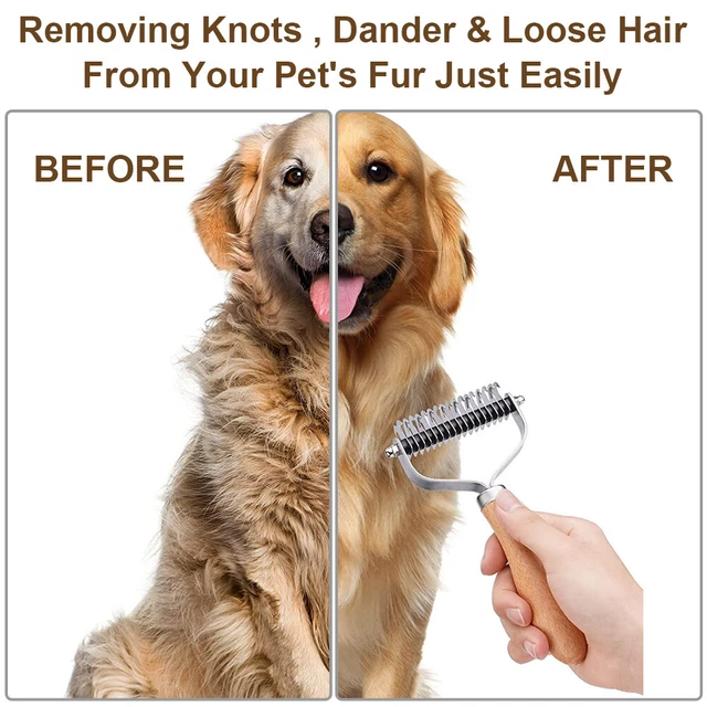 2side Dog Brush for Shedding Dematting Pet Grooming Cat Hair Undercoat Rake Comb 4