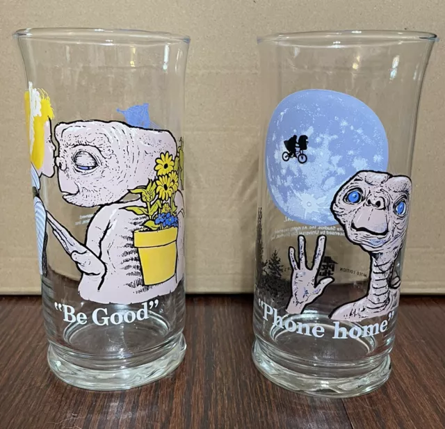 2 Vintage ET the Extraterrestrial Tumblers Glasses 80's Pizza Hut Promo