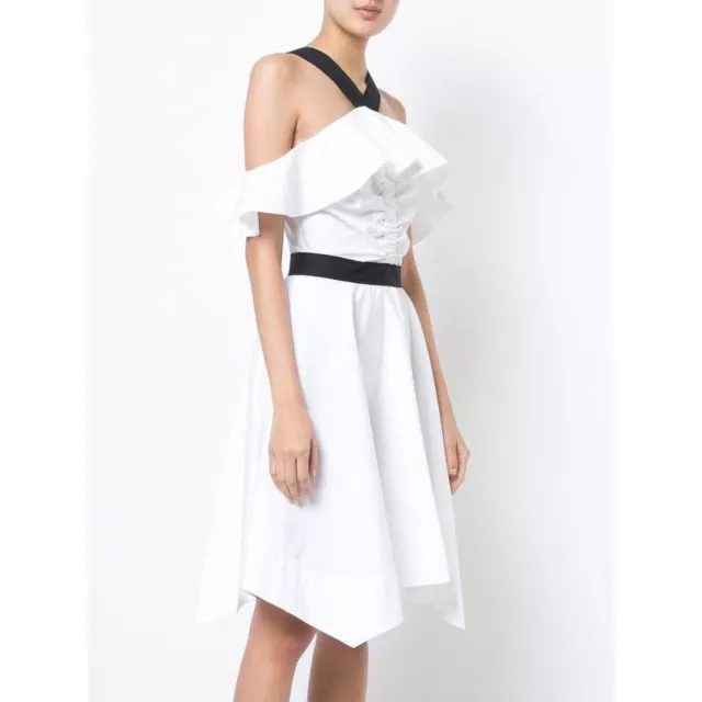 Derek Lam 10 Crosby White Poplin Halter Off Shoulder Dress Asymmetrical 6