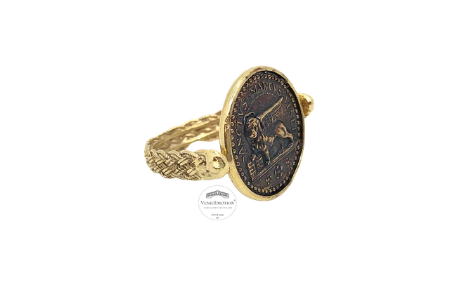 Anello filigrana con moneta Osella veneziana, Argento 925