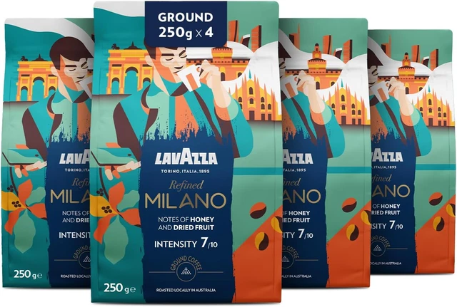 , Tales of Italy Refined Milano, Ground Coffee, 4 X 250G, Ideal for Moka Pot, wi