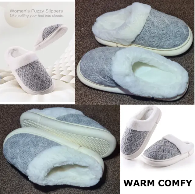 Womens Knitted Fluffy Thick Soft Warm Sherpa Slipper Socks Non