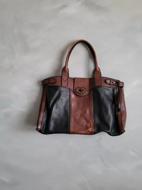 FOSSIL Vintage Reissue Weekender Leather Satchel Shoulder Tote Handbag