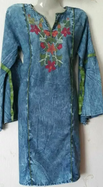 New 1pc Ladies Denim Style Tunic Kaftan Dress Kurti Kurta Kameez Dress Shirt