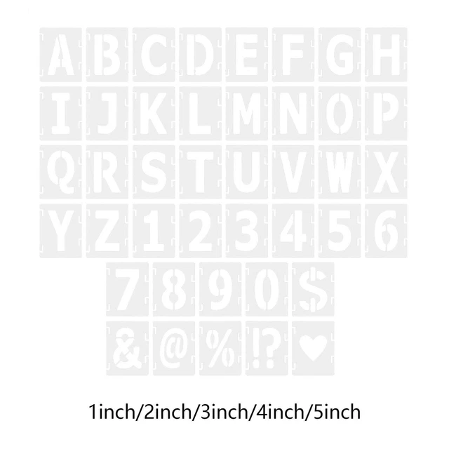 42 Pezzi Lettera Stencil 7.5cm Simboli Numeri Stencil Riutilizzabili Modelli Di Alfabeto Kit Di Stencil Ad Incastro Per Artigianato Verniciatura A - 4