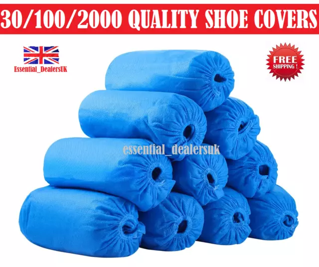 Disposable BLUE Plastic Over Shoes 30/50/100/2000  Shoe Covers Carpet Protectors