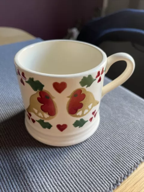 Emma Bridgewater Christmas Joy Small Mug, Robin / Holly / Heart Design, BNWT