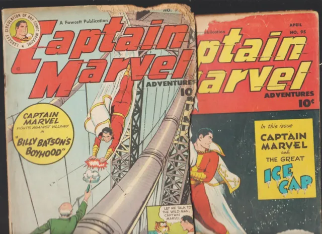 Captain Marvel Adventures #88 & 95 Lot Of 2 Golden Age 1948 Fawcett Low Grade