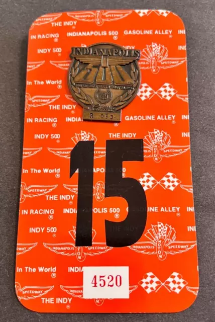 1992 Indy 500 Pit Pass Badge Pin Bronze Badge #R053 Cadillac w/Backer