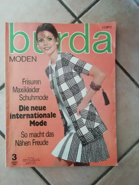 burda MODEN Zeitschrift mit Nähbeschreibung und Farbschnittbogen 3.März 1970 TOP