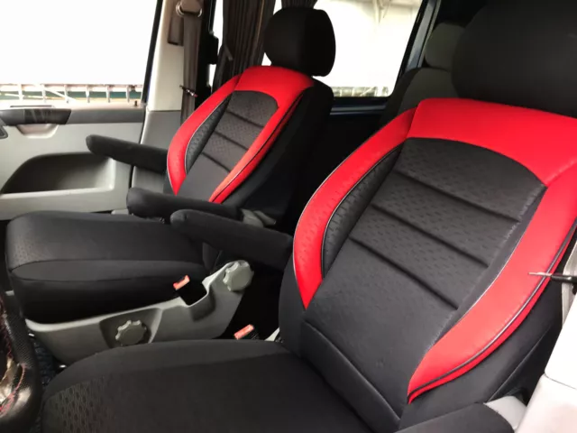 SITZBEZÜGE SCHONBEZÜGE NACH Maß VW T5 T6 Fahrer Beifahrer Multivan  schwarz-rot EUR 89,00 - PicClick DE