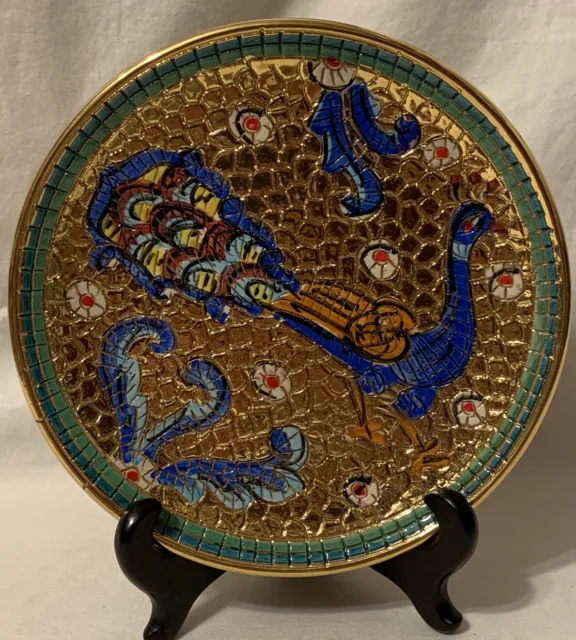 RARE Vintage Deruta Italy Pottery Byzantine Mosaic 6” Peacock Plate