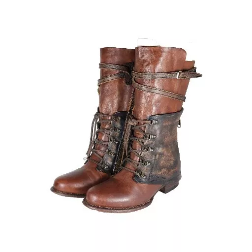 FREEBIRD BY STEVEN Women s Ravi US10 Cognac Brown Leather Lace Up Combat Boots 299.99 PicClick