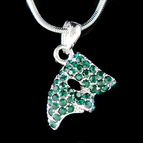 ~Green Phantom of the Opera Mask made with Swarovski Crystal Masquerade Necklace