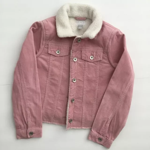 The Children's Place Girls Jacket Pink Corduroy Button Closure Size L 10/12 EUC