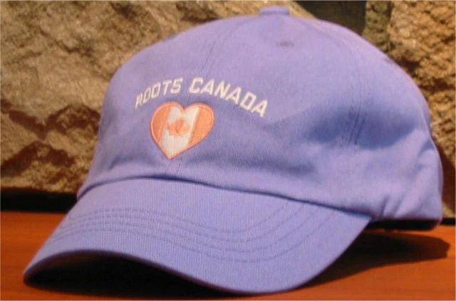 Roots KIDS Canada L/XL Girls Baseball Hat Cap Adjustable Heart Flag Light Purple