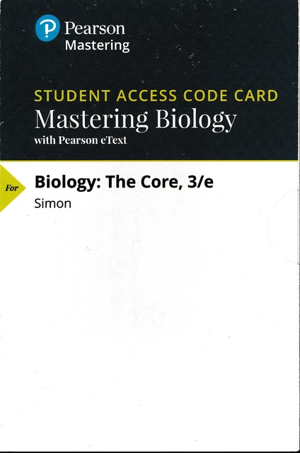Mastering Biology eText Standalone Access Code Card Biology: The Core 3rd Simon