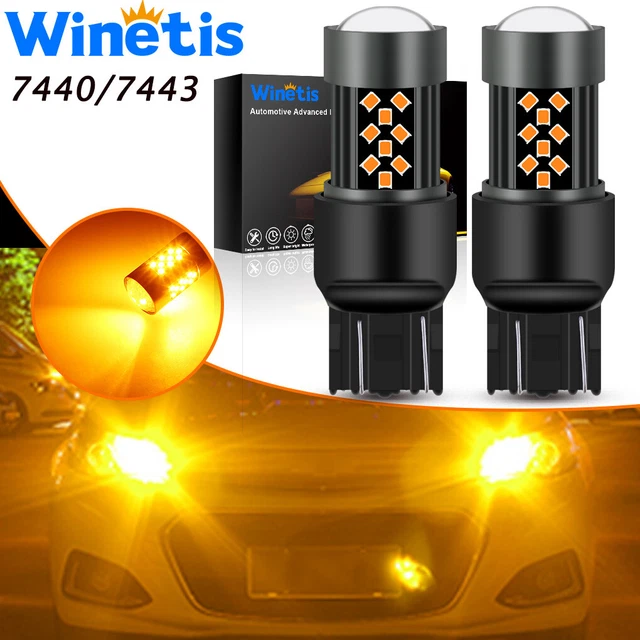 Winetis 7443 7440 7444 Anti Hyper Flash Amber Yellow LED Turn Signal Light Bulbs