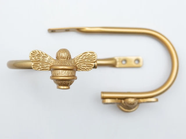 2 Gold Bee Curtain Holdbacks | Brass bee Curtain Tie Backs | Bumblebee Accessor