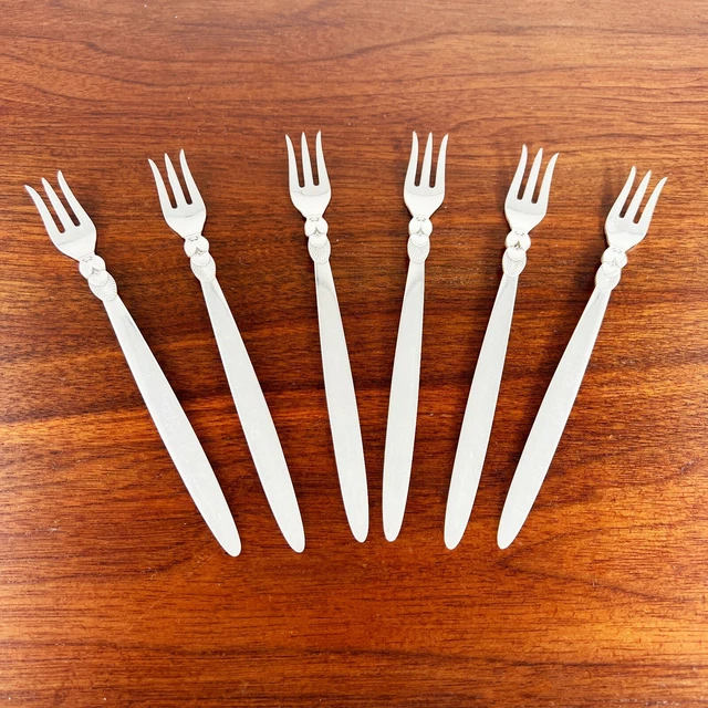 6 Georg Jensen Danish Sterling Silver Seafood Forks Cactus Monogram C