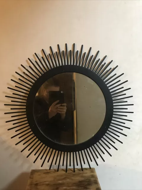 vintage Spiegel, Metall Rahmen, Strahlen, Sonnenspiegel, schwarz