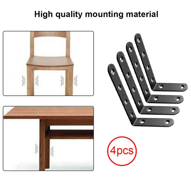 4Pcs Heavy Duty Cast Iron Wall Mounted L Shaped Angle Shelf Bracket Support Set 4