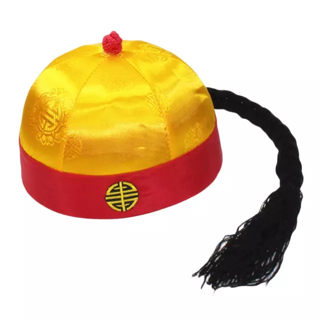 CHINESE ORIENTAL HAT Emperor Hat Crown Prince Hat with Ponytail Party ...