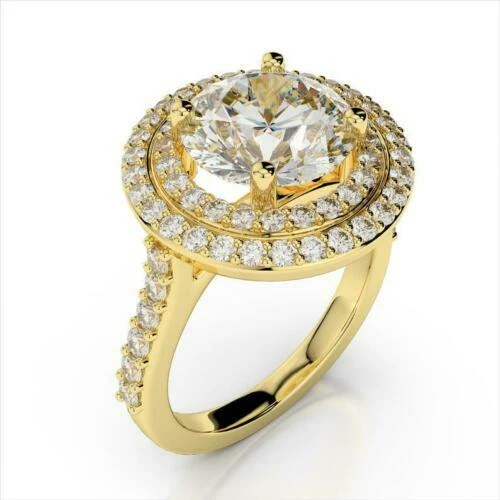 Rund Schliff 1.80 Karat Labor Erstellt D / VVS1 Diamant Hochzeit Ring 14K Gelb