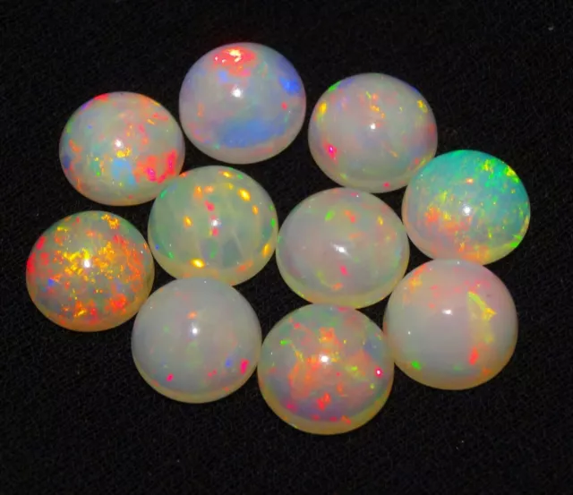 Gemme d'opale éthiopienne naturelle, cabochons ronds calibrés de taille...