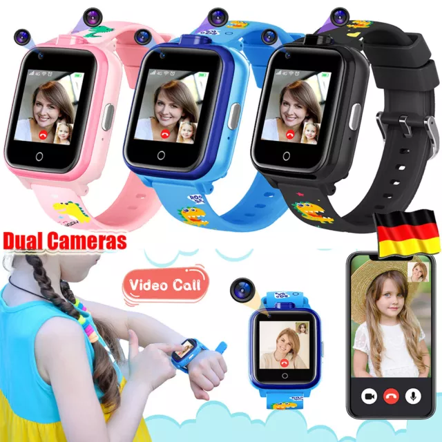 4G Kinder-Smartwatch Smartwatch-Telefon mit Dual-Kamera GPS-Tracker Video SOS