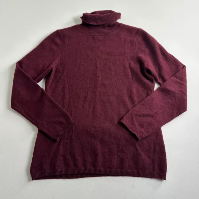 Charter Club Luxury Pullover Burgundy Red 100% Cashmere Turtleneck Sweater Small