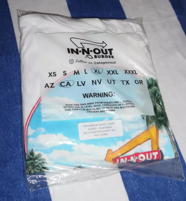 In-N-Out Millennium T Shirt CA XL New in Bag, Rare, Vintage