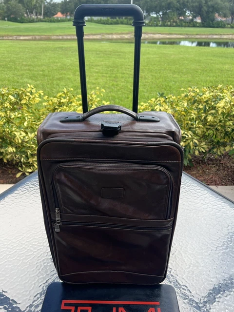 Tumi Alpha Vintage  Brown Nappa Leather Two Wheeled 21" Carryon Luggage 9265Bn3