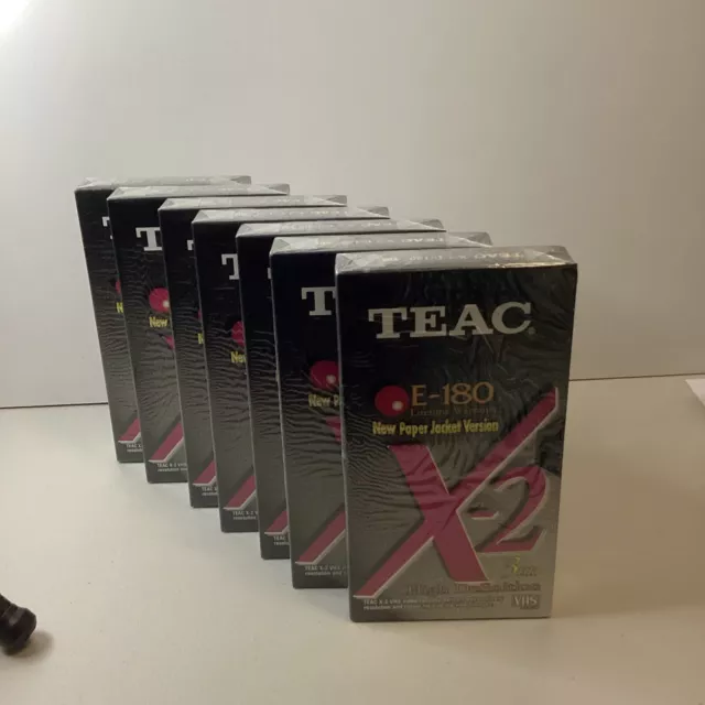 7 Teac High Definition X-2 E-180 Vhs Blank Tapes Brand New Sealed