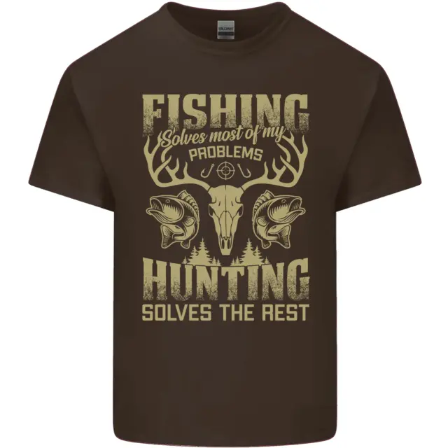 T-shirt da pesca e caccia pescatore cacciatore divertente da uomo cotone 9