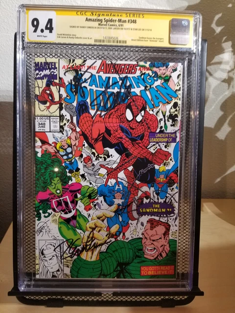 Amazing Spider-Man 348 CGC 9.4 Signed Stan Lee Larsen Sandman App Michelinie