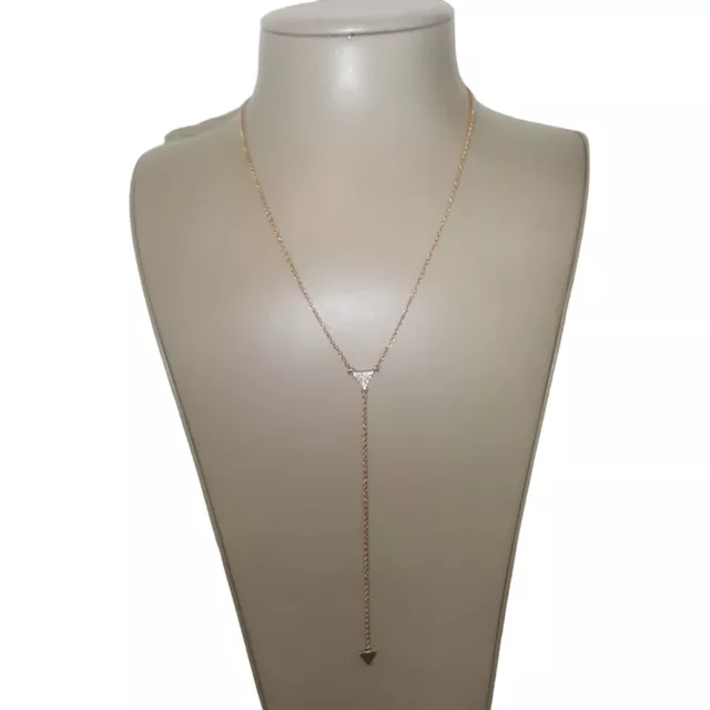 Lc Lauren Conrad Gold Plated 20" Rhinestone Lariat Necklace Nwt