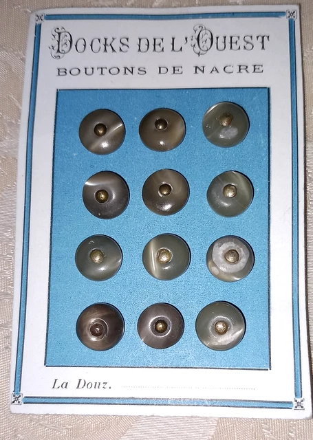 Carte De 12 Boutons En Nacre D'Orient - Diamètre 10 Mm - À 2 Trous - Neuf - Pour Couture, Création Bijoux Ou Restauration