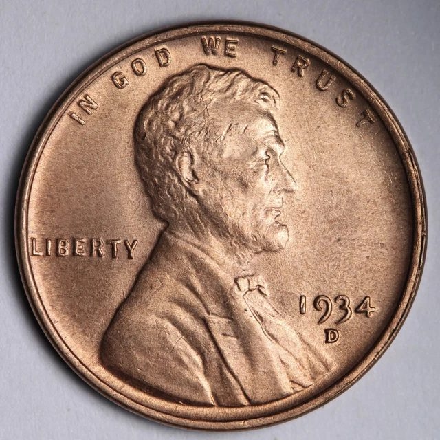 1934-D Lincoln Wheat Cent Penny CHOICE BU *UNCIRCULATED* MS RED E320 GJET