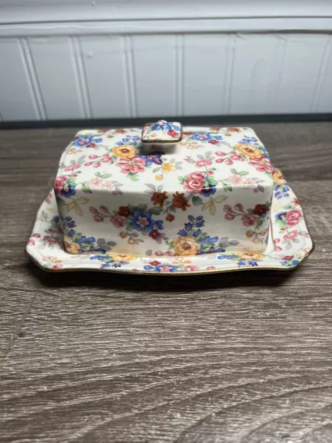 Royal Winton Grimwades China Covered Butter Cheese Dish England Fine