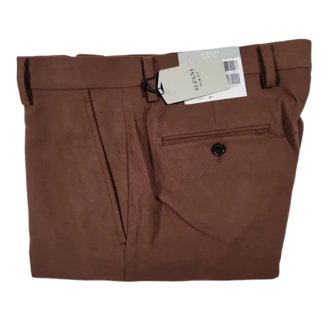 Alfani Vicuna Brown Slim-Fit Solid Dress Pants Mens 32 x 32 Flat Front
