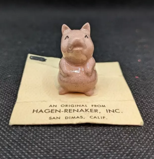 Vintage Hagen Renaker A-165 Begging Baby Pig Figurine with Original cardboard