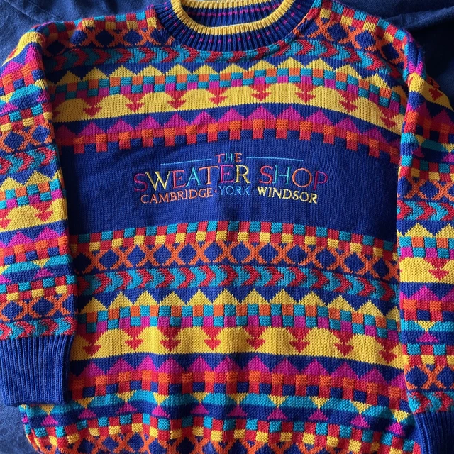 VINTAGE 90S BLUE Funky Sweater Shop Jumper Sweater Size XL Extra Large Mens 29.99 PicClick UK