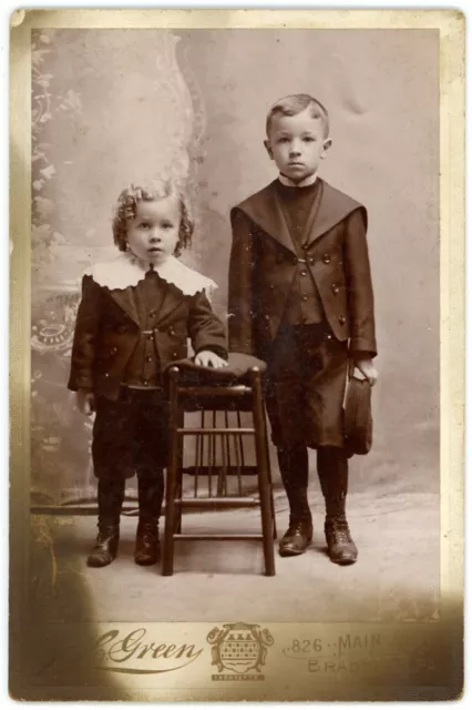 CIRCA 1890'S CABINET CARD Two Children Siblings Victorian  Green Braddock, PA