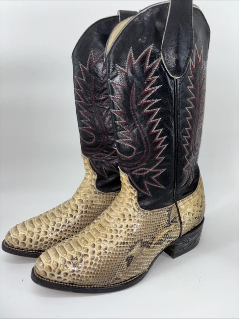 MEXICO SNAKESKIN GOLD Black Leather Boots Python Red Details Size Mex27 ...